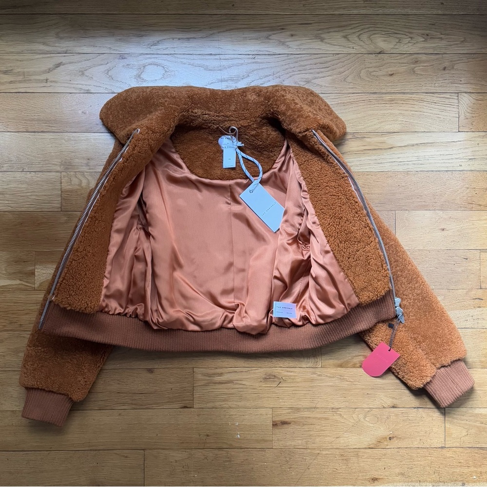 NWT The Arrivals + Liz Perez ‘Kala’ shearling teddy coat, rust (size: XS) - Picture 6 of 12